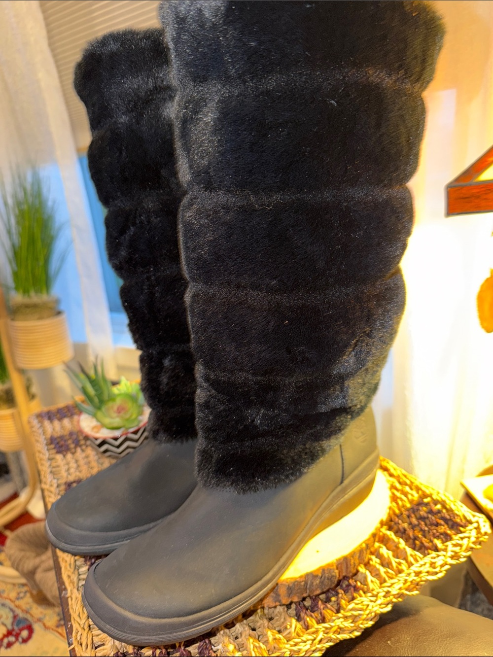 Timberland Black Faux Fur Knee-High Winter Boots